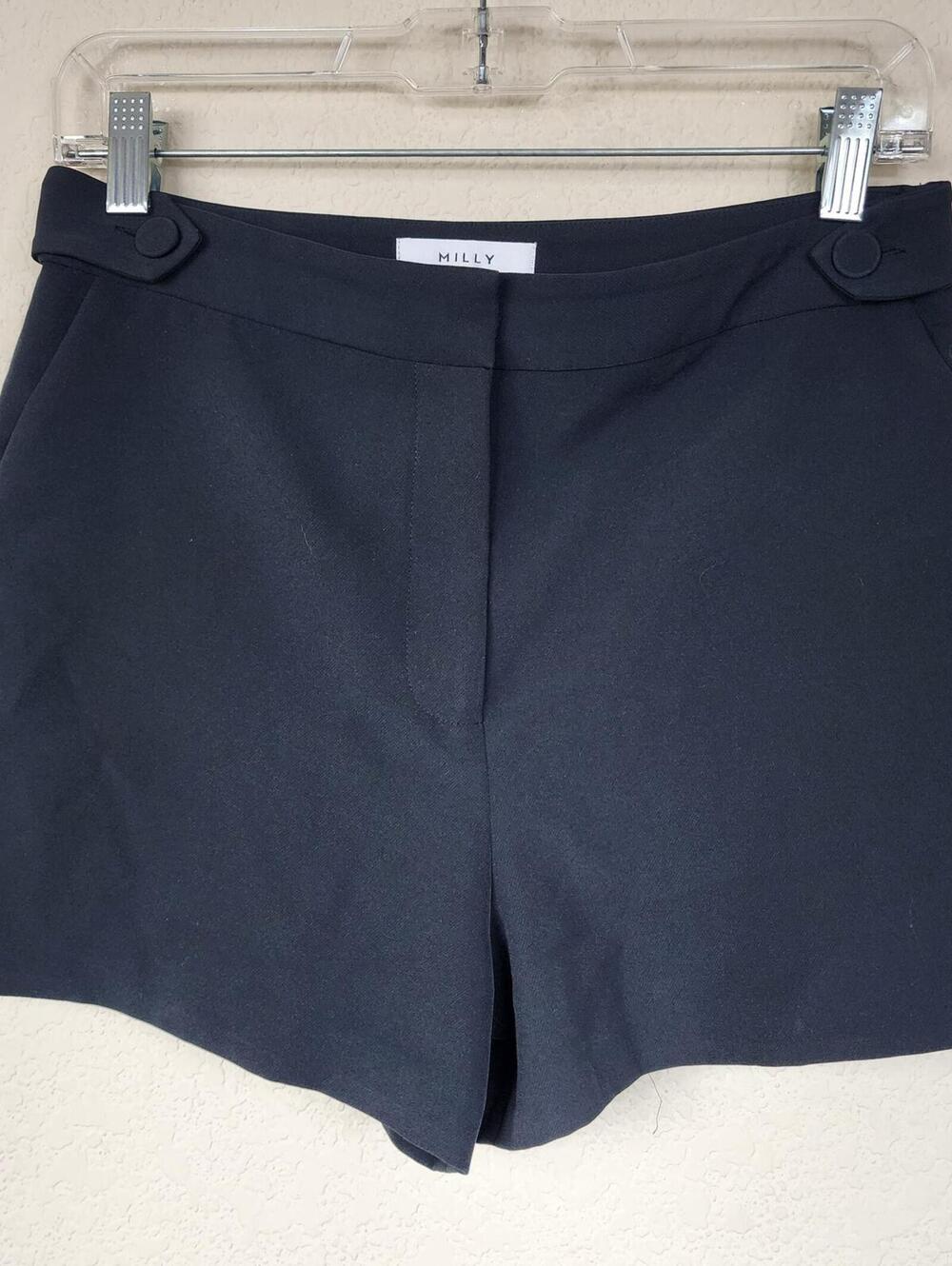 $245 Milly Black Aria Cady Button Shorts